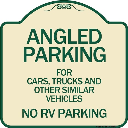Signmission Angled Parking for Cars Trucks & Similar Vehicles No RV Parking Alum Sign, 18" x 18", TG-1818-24343 A-DES-TG-1818-24343